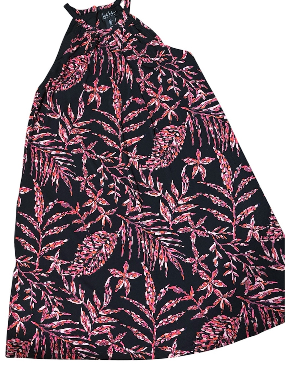 Nicole Miller Black and Pink Floral Swing Dress